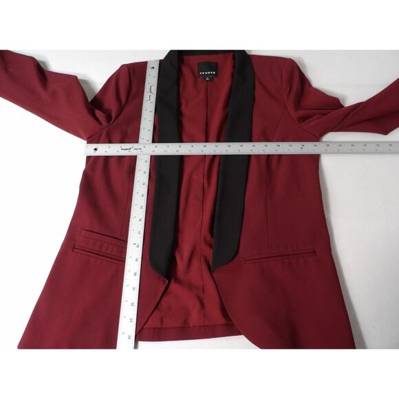 Trouve Blazer Medium Burgundy Wine Black Sport Coat Career Open Style Career - Picture 9 of 12
